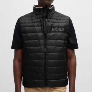 BOSS size small WATER-REPELLENT GILET WITH 3D-LOGO TAPE winter puffer vest
